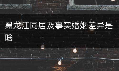 黑龙江同居及事实婚姻差异是啥