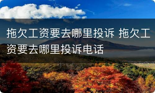 拖欠工资要去哪里投诉 拖欠工资要去哪里投诉电话