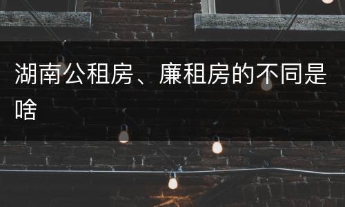 湖南公租房、廉租房的不同是啥