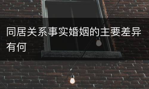 同居关系事实婚姻的主要差异有何