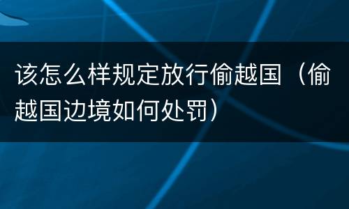 该怎么样规定放行偷越国（偷越国边境如何处罚）