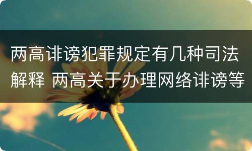 两高诽谤犯罪规定有几种司法解释 两高关于办理网络诽谤等刑事案件司法解释