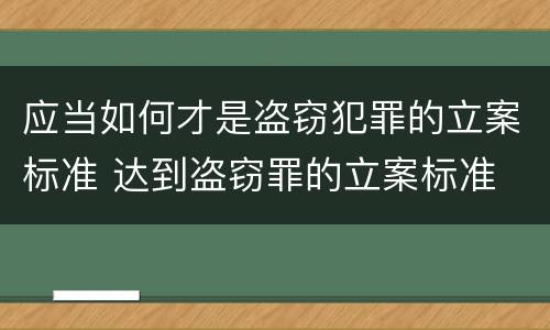 应当如何才是盗窃犯罪的立案标准 达到盗窃罪的立案标准
