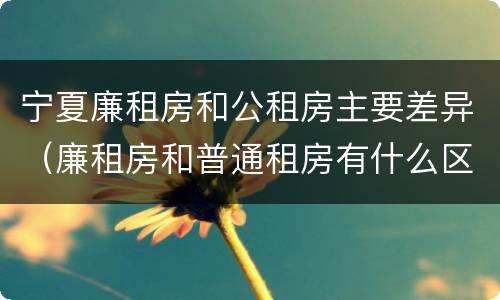 宁夏廉租房和公租房主要差异（廉租房和普通租房有什么区别）