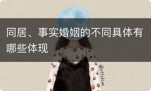 同居、事实婚姻的不同具体有哪些体现