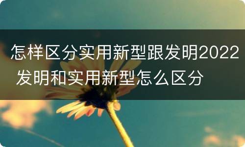 怎样区分实用新型跟发明2022 发明和实用新型怎么区分