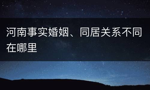 河南事实婚姻、同居关系不同在哪里