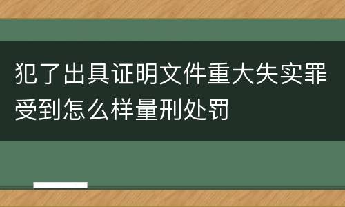 犯了出具证明文件重大失实罪受到怎么样量刑处罚