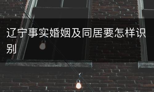 辽宁事实婚姻及同居要怎样识别