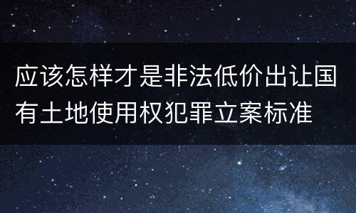 应该怎样才是非法低价出让国有土地使用权犯罪立案标准