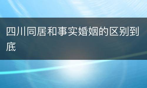 四川同居和事实婚姻的区别到底