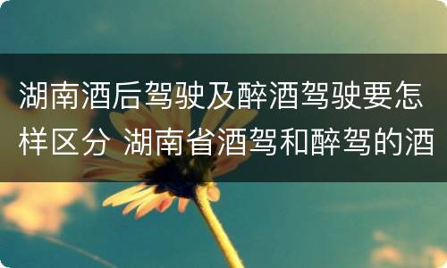 湖南酒后驾驶及醉酒驾驶要怎样区分 湖南省酒驾和醉驾的酒精度标准