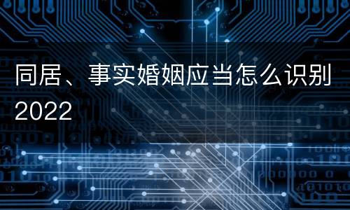 同居、事实婚姻应当怎么识别2022