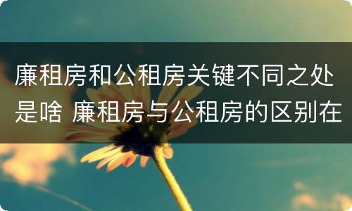 廉租房和公租房关键不同之处是啥 廉租房与公租房的区别在哪里