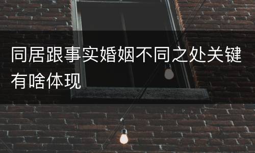 同居跟事实婚姻不同之处关键有啥体现