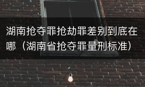 湖南抢夺罪抢劫罪差别到底在哪（湖南省抢夺罪量刑标准）