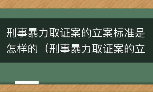 刑事暴力取证案的立案标准是怎样的（刑事暴力取证案的立案标准是怎样的呢）
