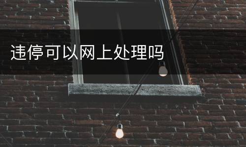 违停可以网上处理吗