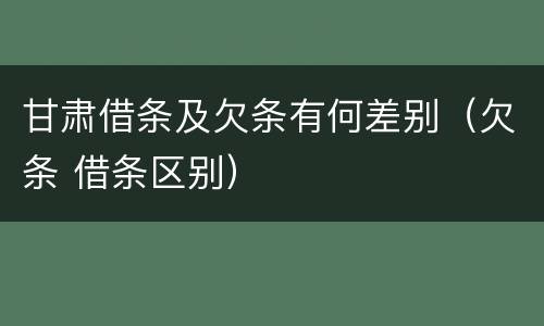甘肃借条及欠条有何差别（欠条 借条区别）