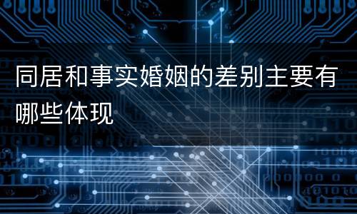 同居和事实婚姻的差别主要有哪些体现