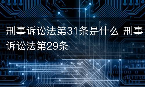 刑事诉讼法第31条是什么 刑事诉讼法第29条