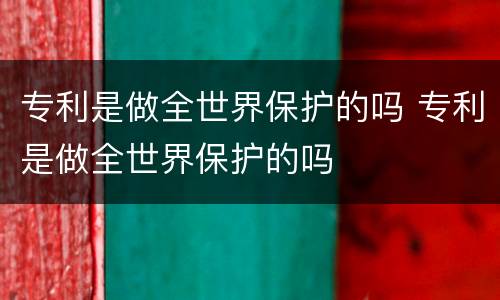 专利是做全世界保护的吗 专利是做全世界保护的吗
