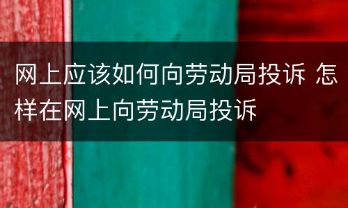 网上应该如何向劳动局投诉 怎样在网上向劳动局投诉
