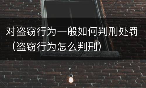 对盗窃行为一般如何判刑处罚（盗窃行为怎么判刑）