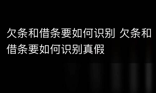 欠条和借条要如何识别 欠条和借条要如何识别真假