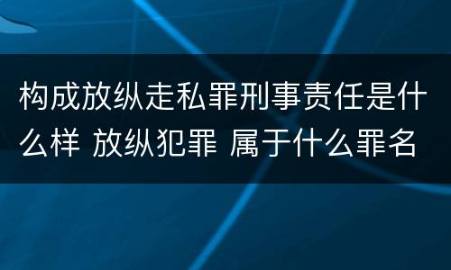 构成放纵走私罪刑事责任是什么样 放纵犯罪 属于什么罪名