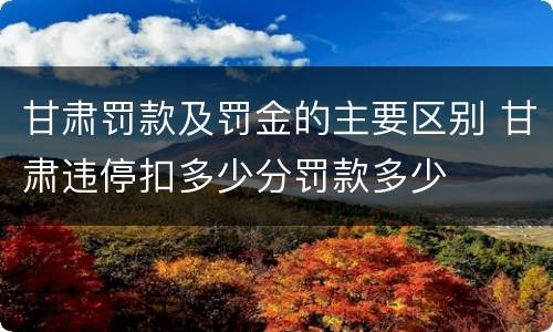 甘肃罚款及罚金的主要区别 甘肃违停扣多少分罚款多少