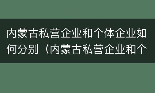 内蒙古私营企业和个体企业如何分别（内蒙古私营企业和个体企业如何分别纳税）