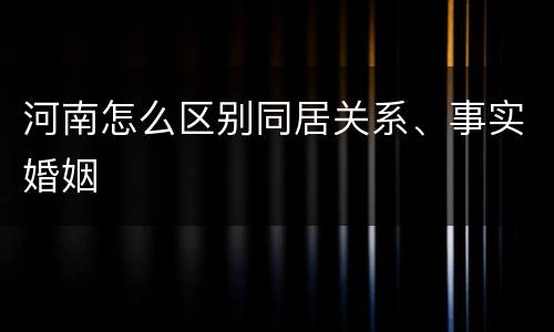河南怎么区别同居关系、事实婚姻