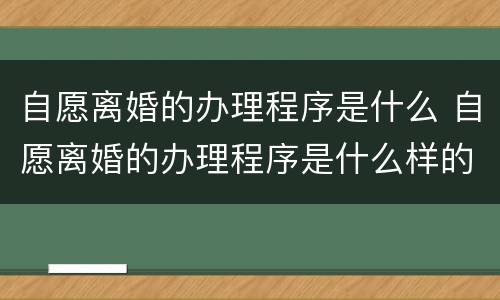 自愿离婚的办理程序是什么 自愿离婚的办理程序是什么样的