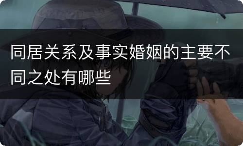 同居关系及事实婚姻的主要不同之处有哪些