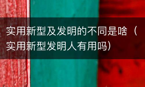 实用新型及发明的不同是啥（实用新型发明人有用吗）