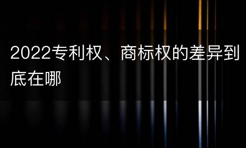 2022专利权、商标权的差异到底在哪