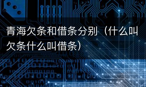 青海欠条和借条分别（什么叫欠条什么叫借条）