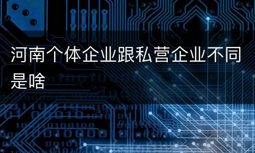 河南个体企业跟私营企业不同是啥