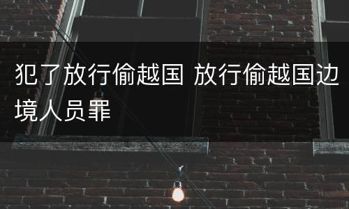 犯了放行偷越国 放行偷越国边境人员罪