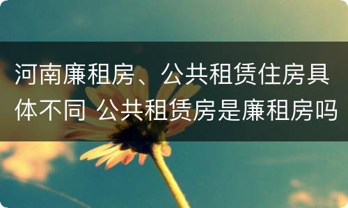 河南廉租房、公共租赁住房具体不同 公共租赁房是廉租房吗