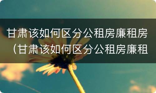 甘肃该如何区分公租房廉租房（甘肃该如何区分公租房廉租房呢）