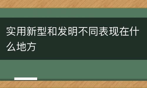 实用新型和发明不同表现在什么地方