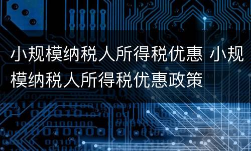 小规模纳税人所得税优惠 小规模纳税人所得税优惠政策