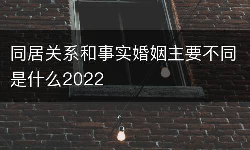 同居关系和事实婚姻主要不同是什么2022