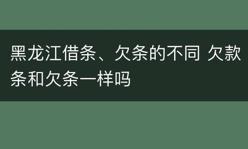 黑龙江借条、欠条的不同 欠款条和欠条一样吗