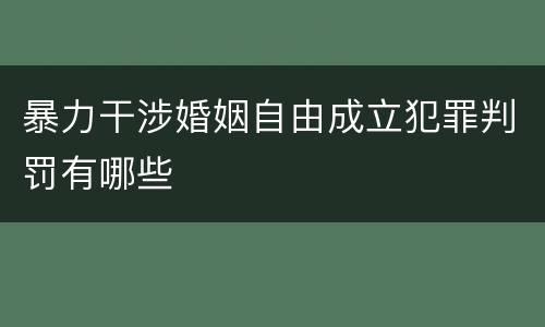 暴力干涉婚姻自由成立犯罪判罚有哪些