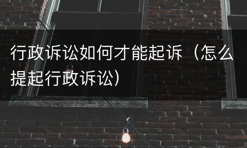 行政诉讼如何才能起诉（怎么提起行政诉讼）