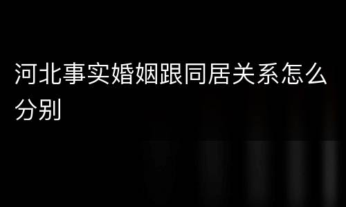 河北事实婚姻跟同居关系怎么分别