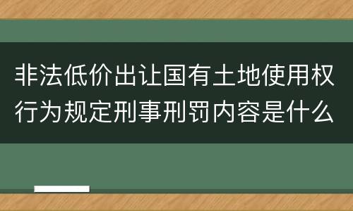 非法低价出让国有土地使用权行为规定刑事刑罚内容是什么样